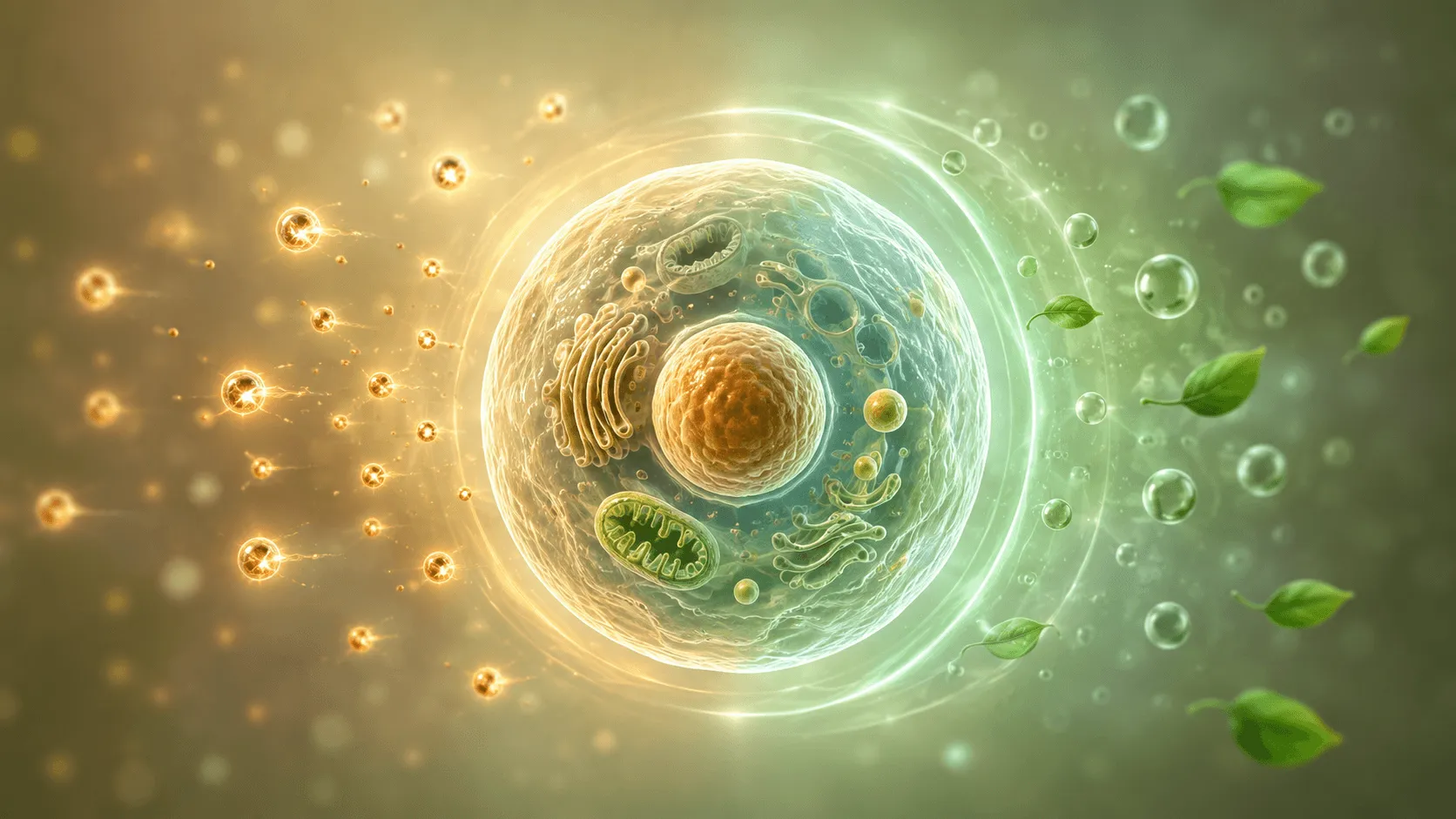 Illustration showing the balance between free radicals and antioxidants during oxidative stress