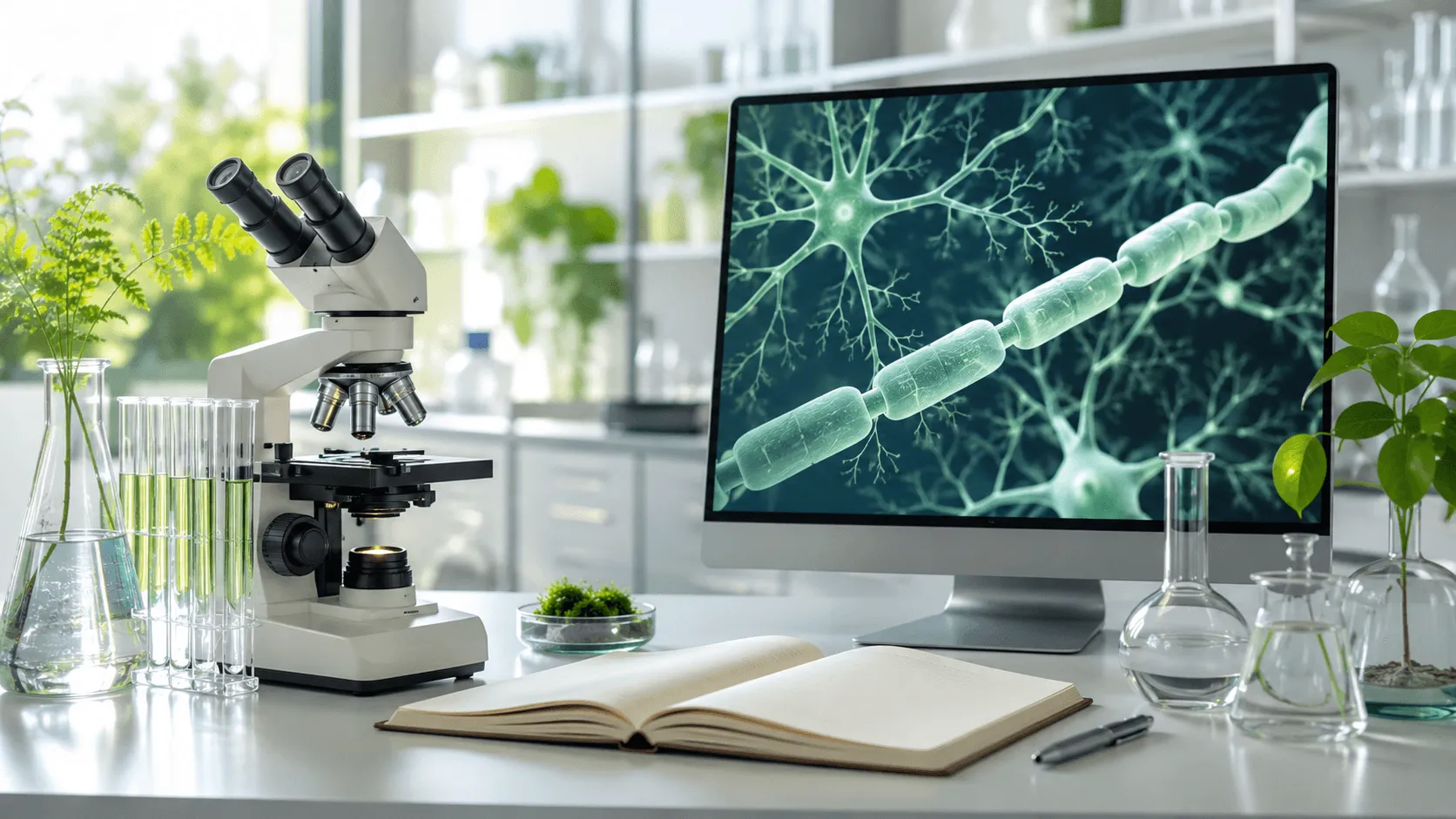 Scientific research setting representing oxidative stress, Nrf2, cellular health, and ongoing antioxidant research